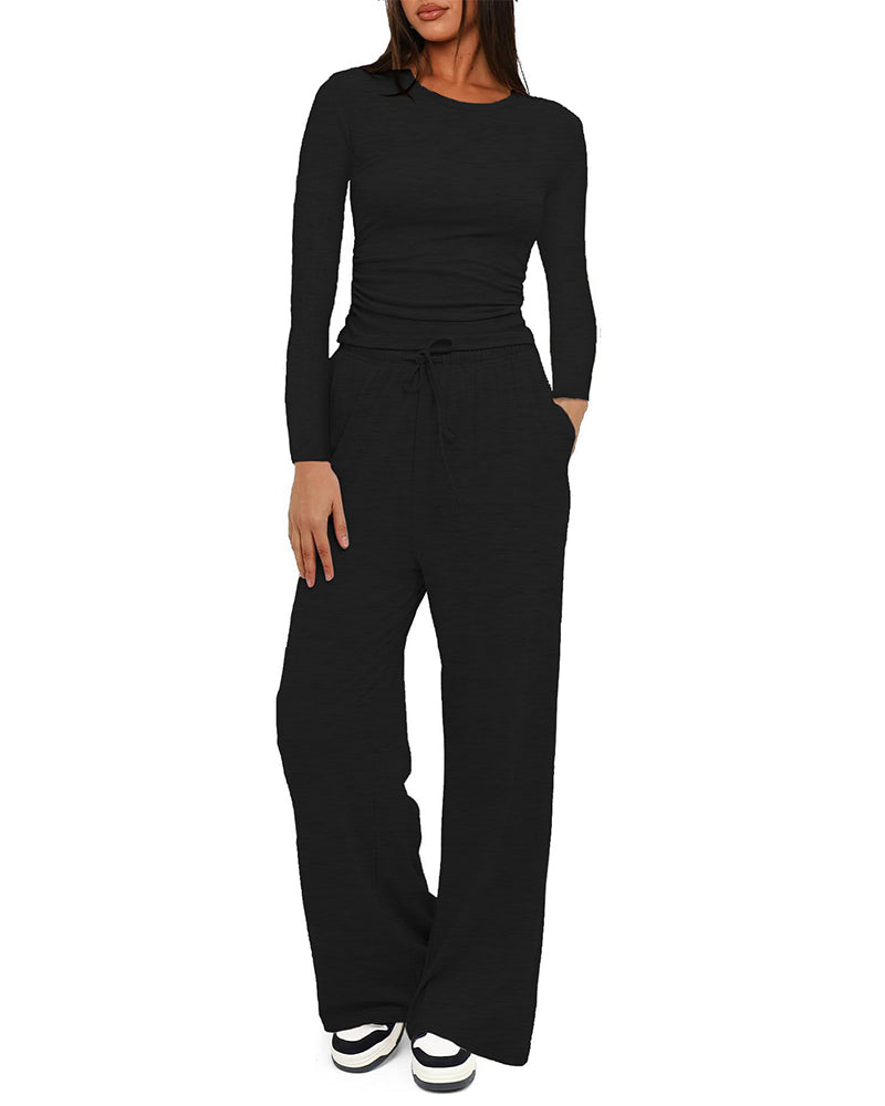 Women's Two Pieces Casual Comfortable Solid  Loungewear Set