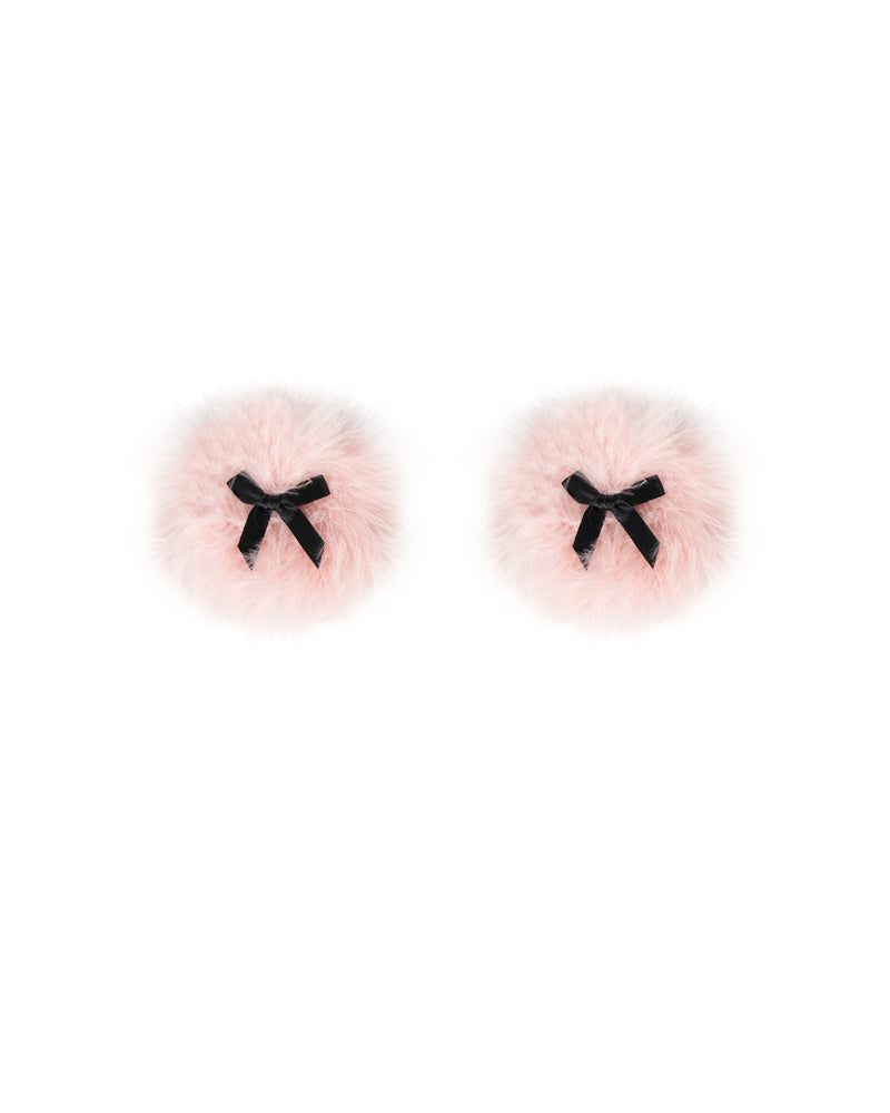 Pink Bow Feather Nipple Covers