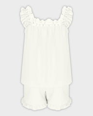 2-Piece Soft Pajama Set with Ruffle Tank Top & Shorts