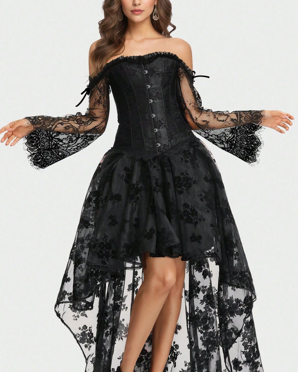 Corset Tops for Women With Lace Sleeves