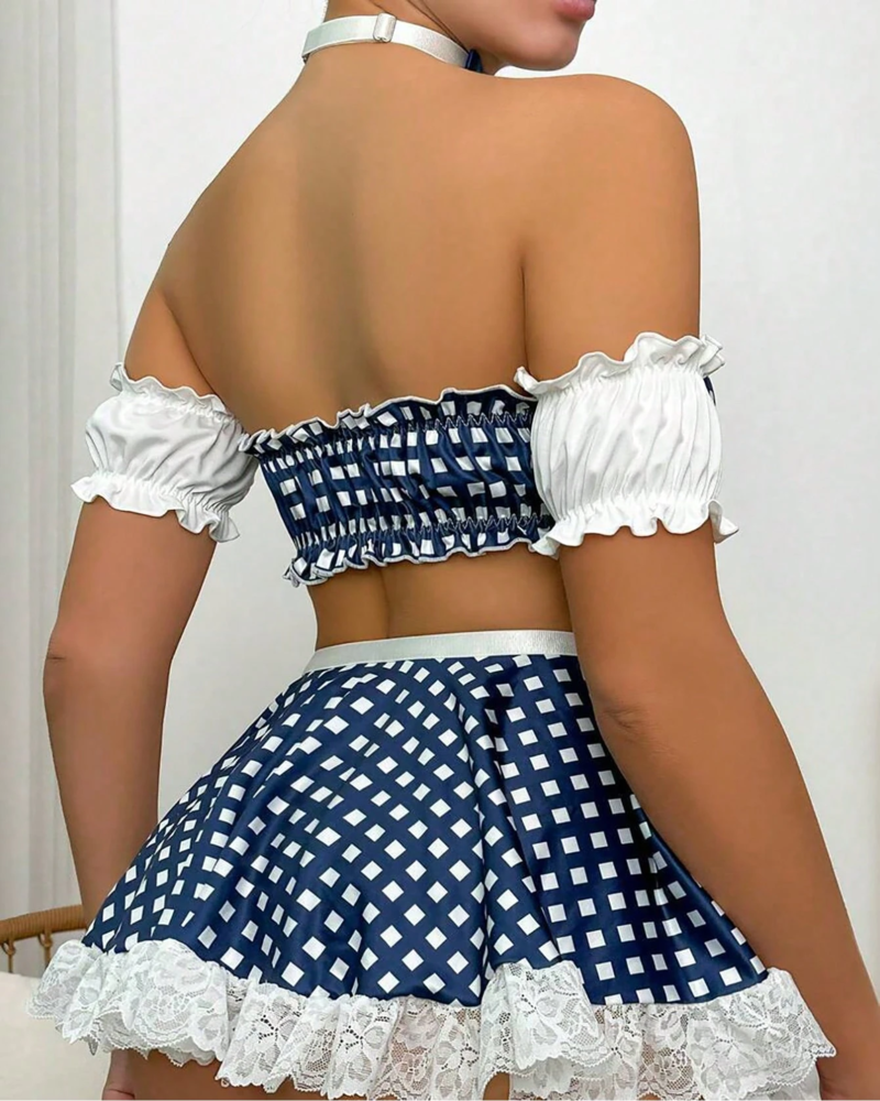 Polka dot maid suit uniform temptation role play