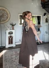 Women's Solid Color Backless Cami NightDress