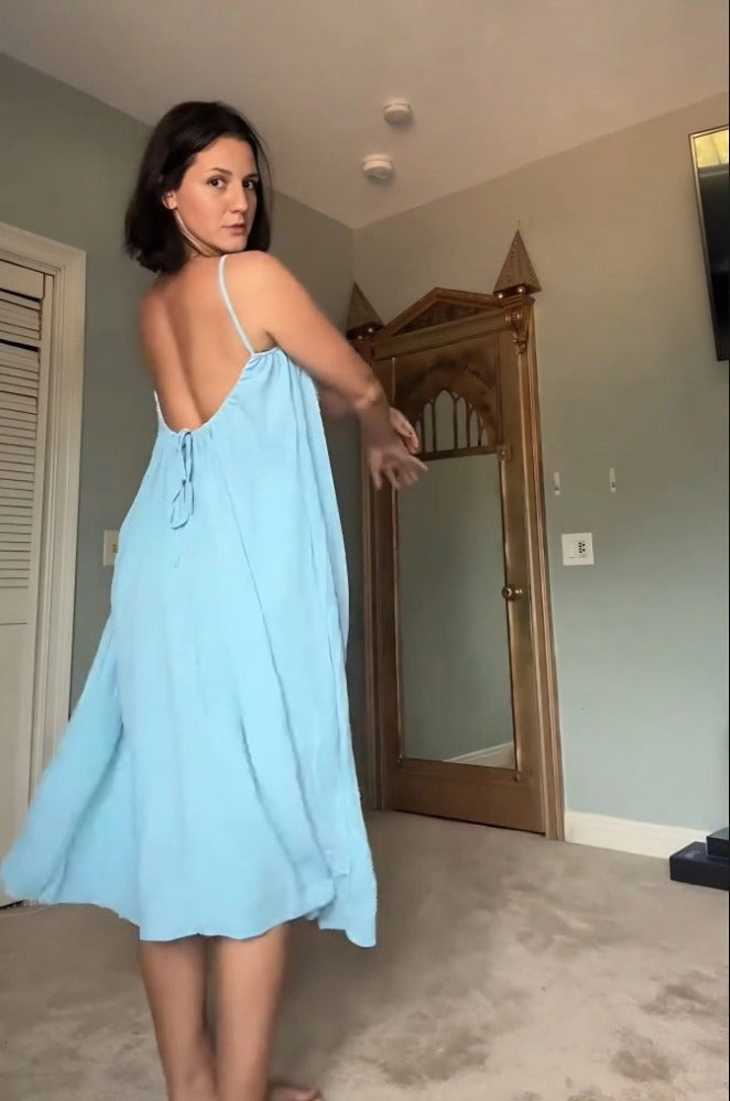 Women's Solid Color Backless Cami NightDress