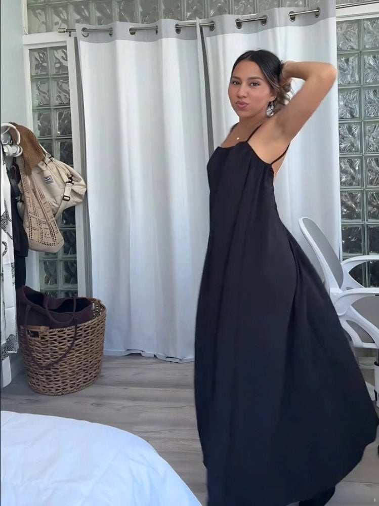Women's Solid Color Backless Cami NightDress