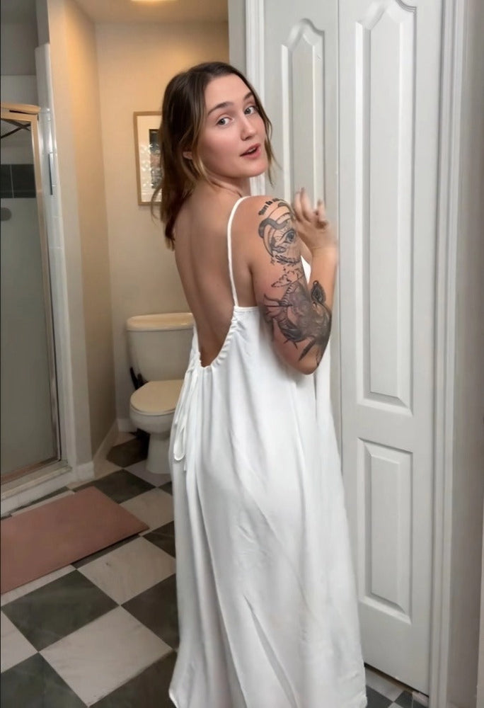 Women's Solid Color Backless Cami NightDress