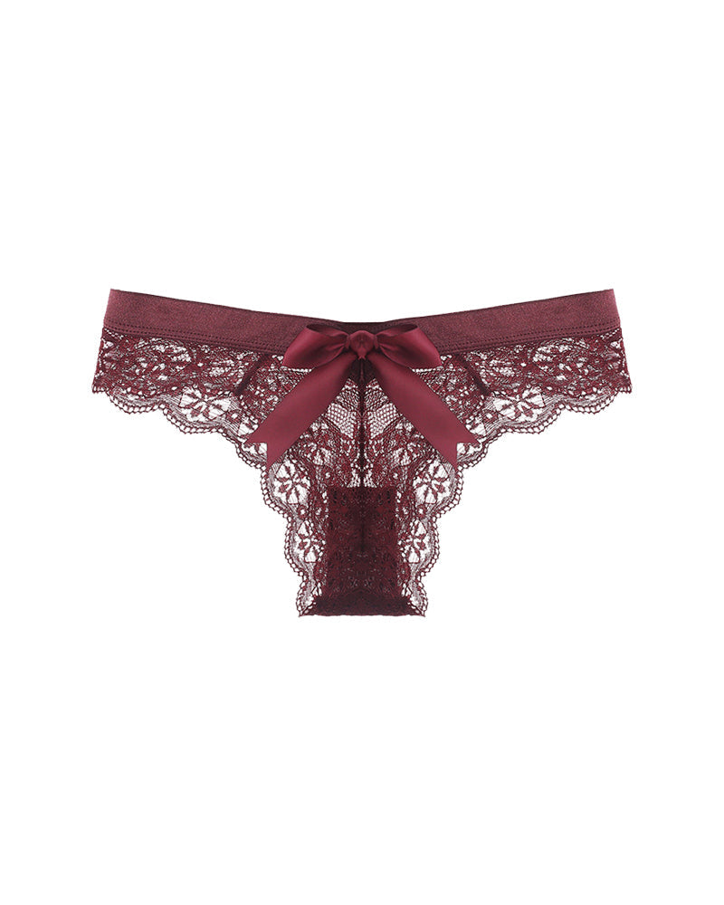 4 Sets Low waist seamless breathable bow lace panties