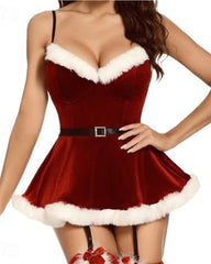 Sexy Velvet Christmas Camisole Costume Dress