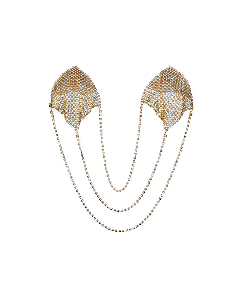 Pure desire style square diamond aluminum chain invisible nipple cover anti-convex chest decoration pendant chain