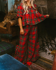 Christmas Plaid Ruffle Pajamas Set
