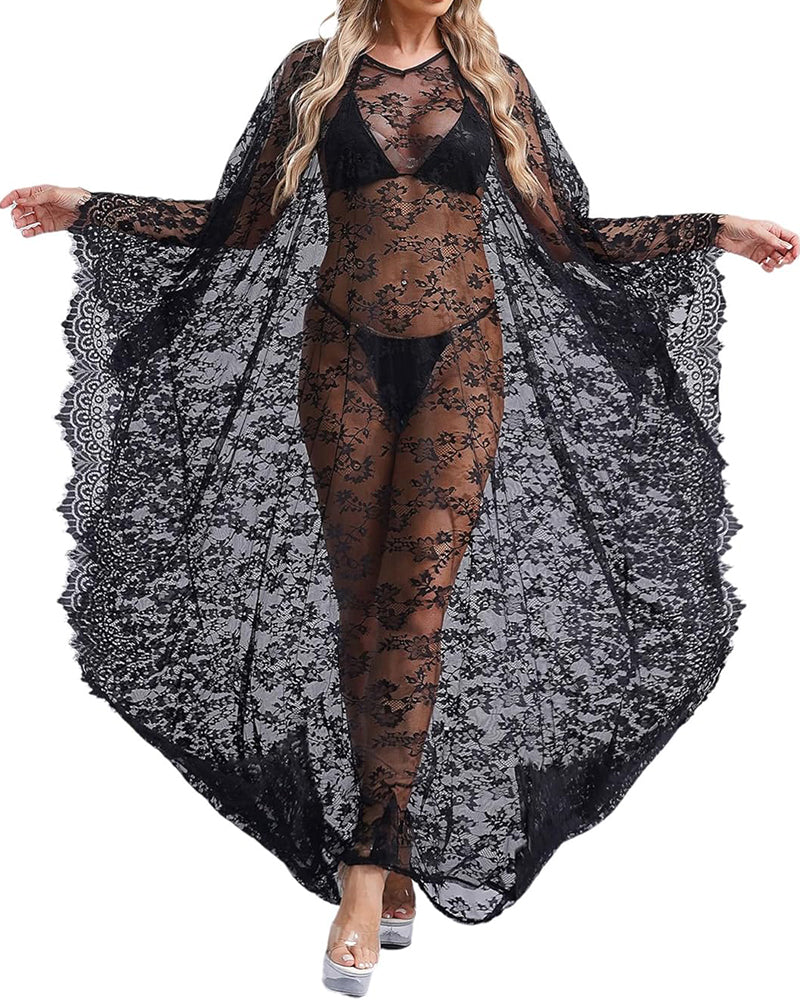 Halloween Costume Transparent Lace Gothic Sexy Backless Robe