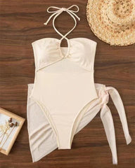 Women's Solid Color Ribbed One-piece Swimsuit