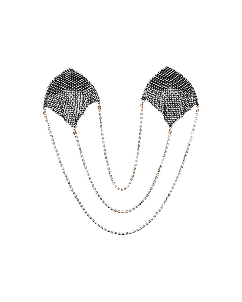 Pure desire style square diamond aluminum chain invisible nipple cover anti-convex chest decoration pendant chain