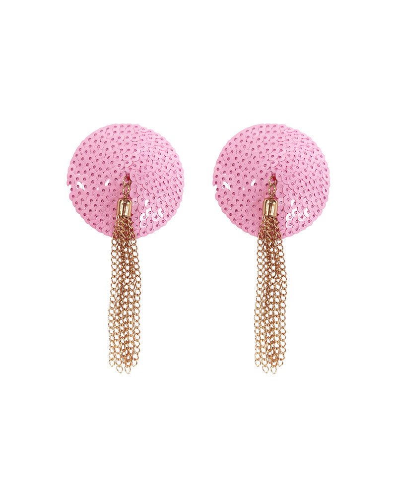 Sequined Metal Tassel Chest Cover Nipple Cover Leather Nipple Cover
