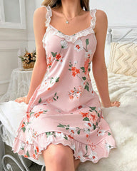 Sexy Floral Print V-Neck Backless Slim Fit Cami Dress