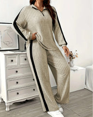 Women’s Designer Sweatshirt & Wide-Leg Pants Set
