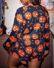Halloween Pumpkin Print Pajama Set