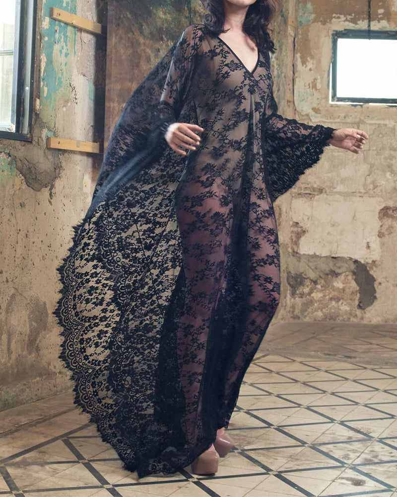 Halloween Costume Transparent Lace Gothic Sexy Backless Robe