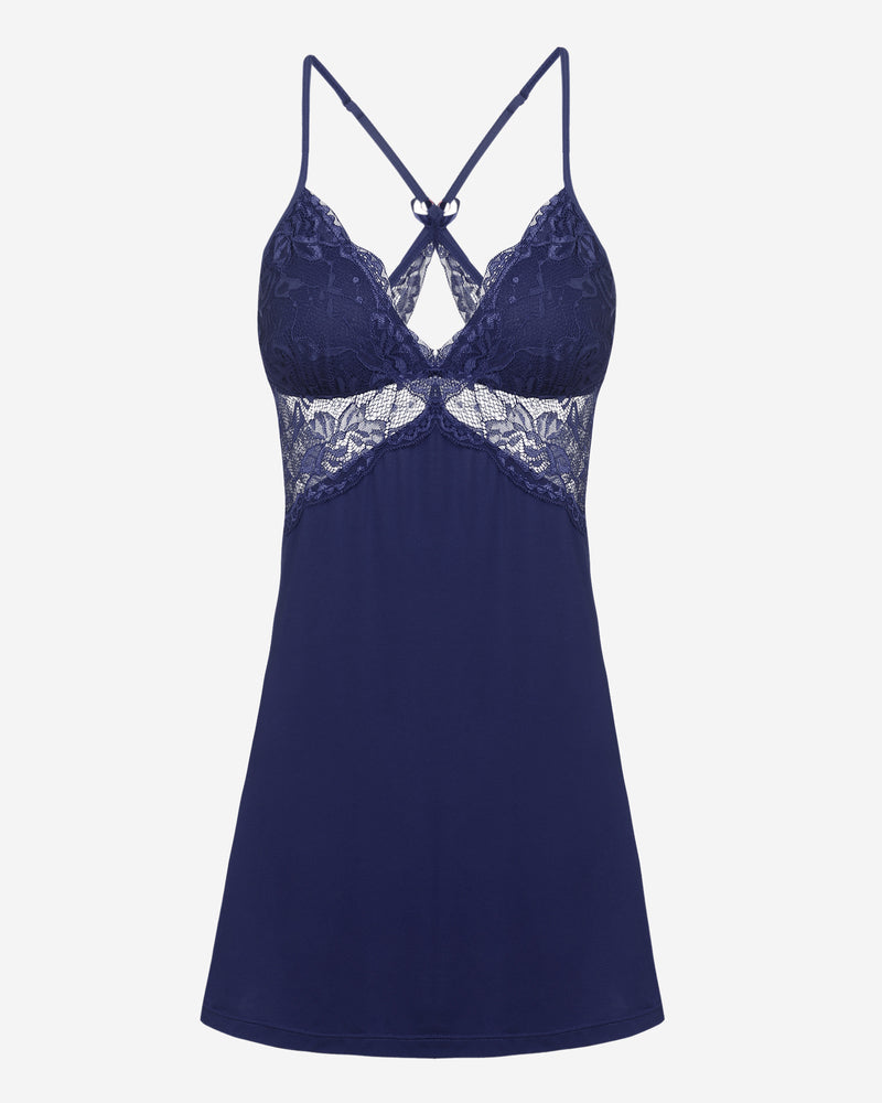 Lace Trim Slit Sleep Dress Babydoll T Shirt Nightgowns