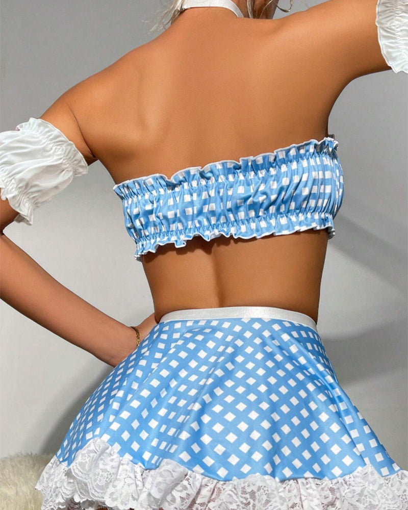 Polka dot maid suit uniform temptation role play