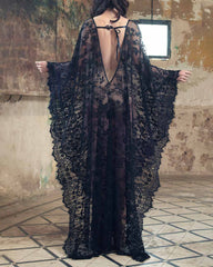 Halloween Costume Transparent Lace Gothic Sexy Backless Robe