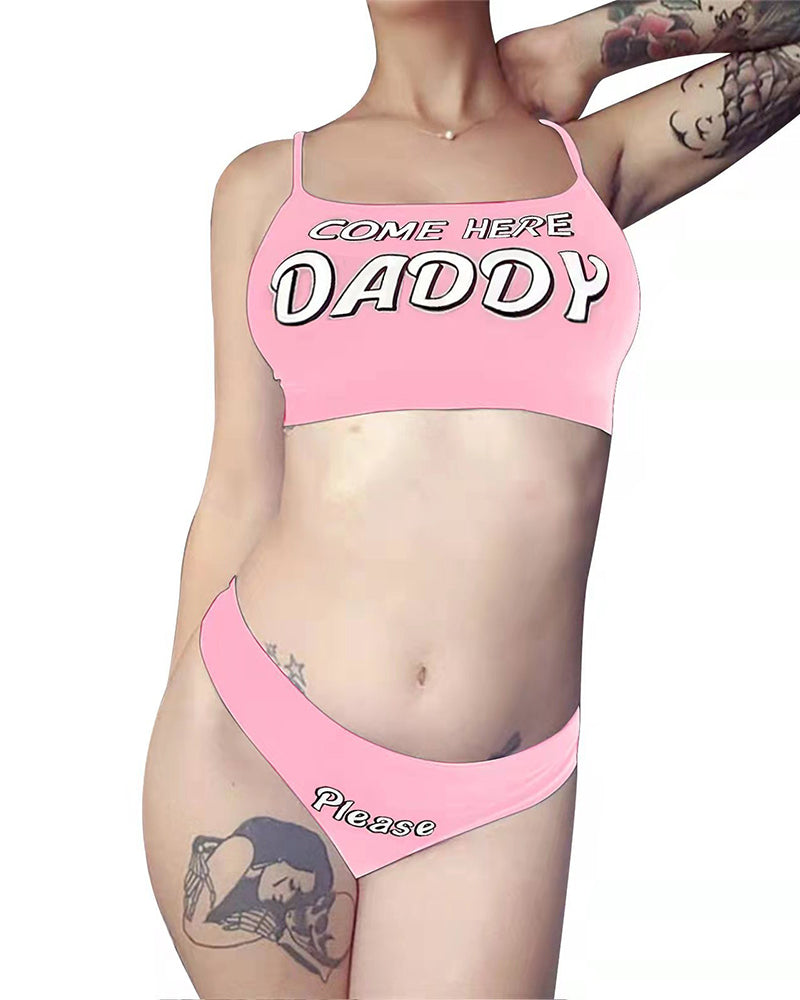 Multitrust Sexy Women Come Here Daddy Please Strappy Lingerie Set