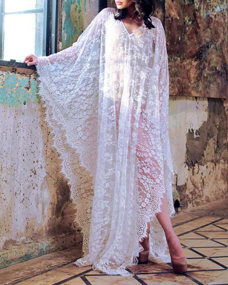 Halloween Costume Transparent Lace Gothic Sexy Backless Robe