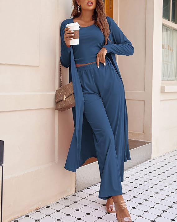 Women's Lightweight Sleepwear 3-Piece Set Sportswear