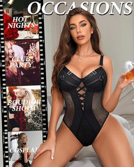 Women Lingerie Bodysuit Mesh Teddy Underwire Lace Bodysuits One Piece Babydoll With Snap Crotch