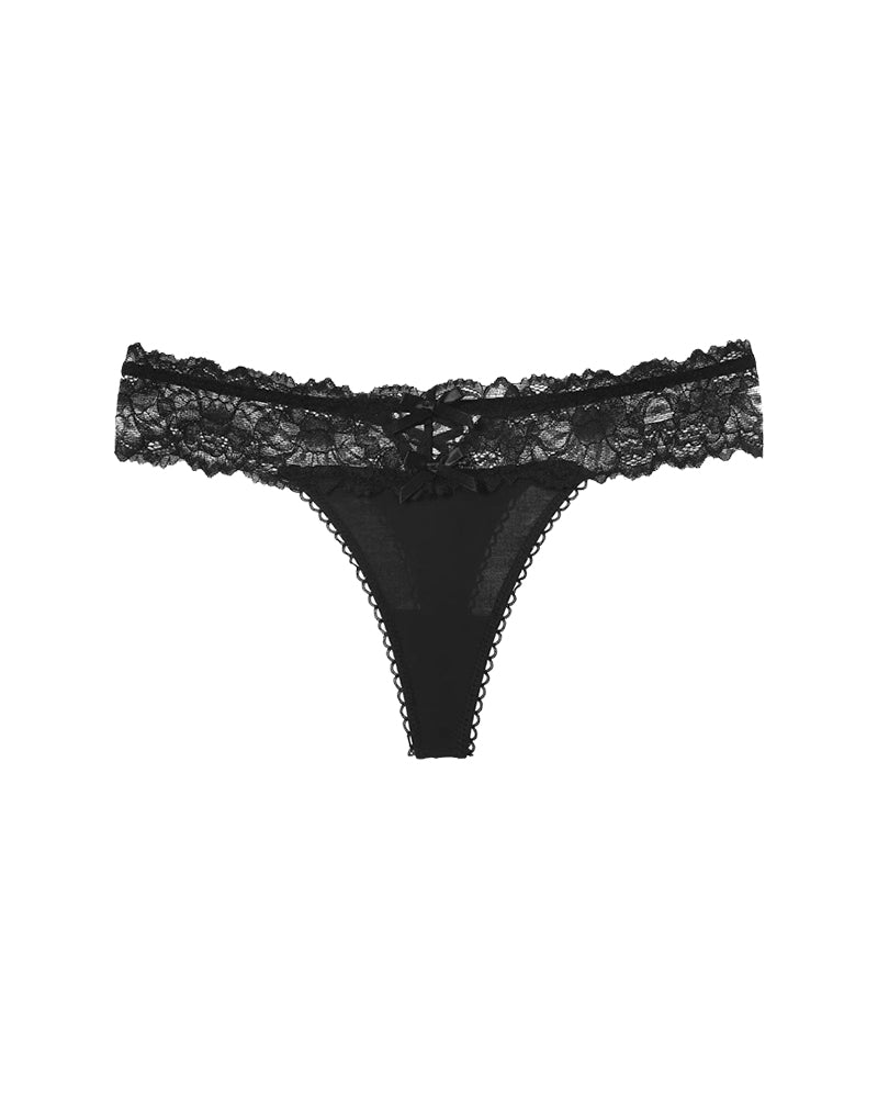 3 Sets Sexy lace cross panties low waist hollow ice silk satin women's thong