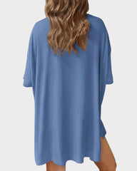 Casual Oversized 2-Piece Lounge Set – Crewneck & Split Hem