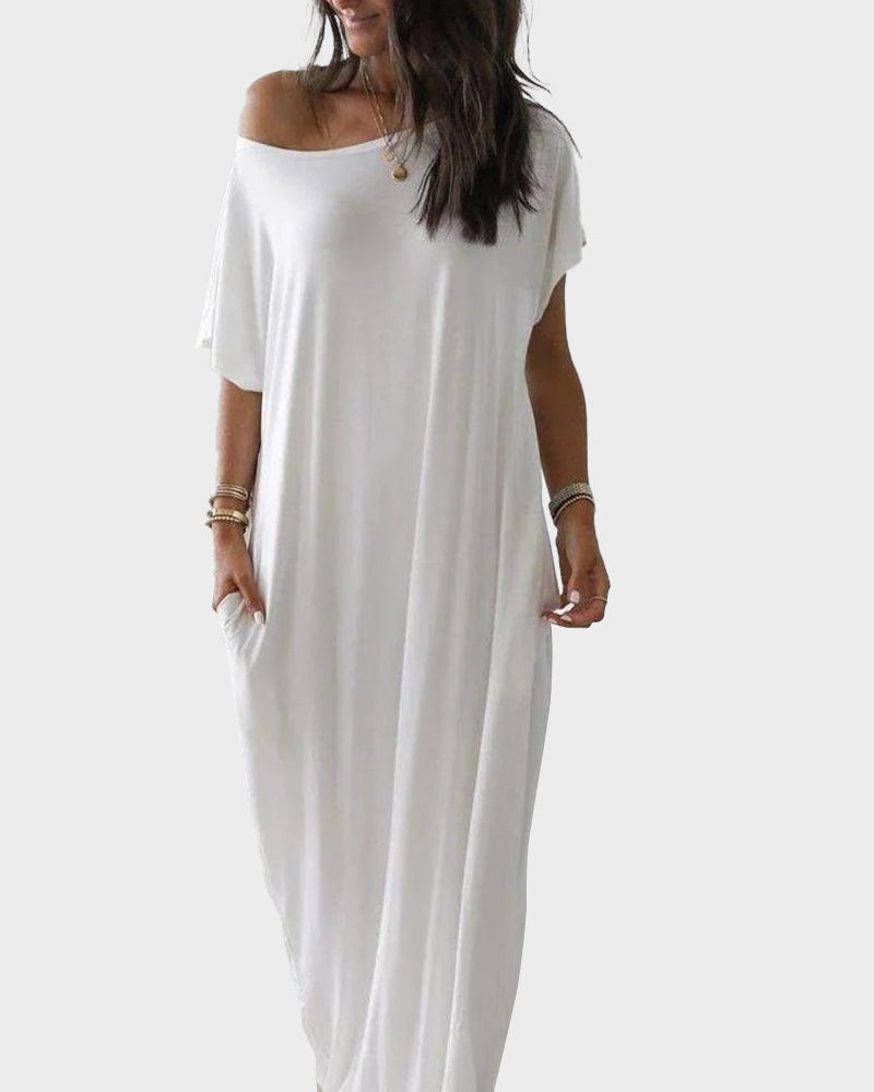 Women's Solid Color Batwing Sleeve Casual Elegant Comfy Short Sleeve Baggy Nightdress
