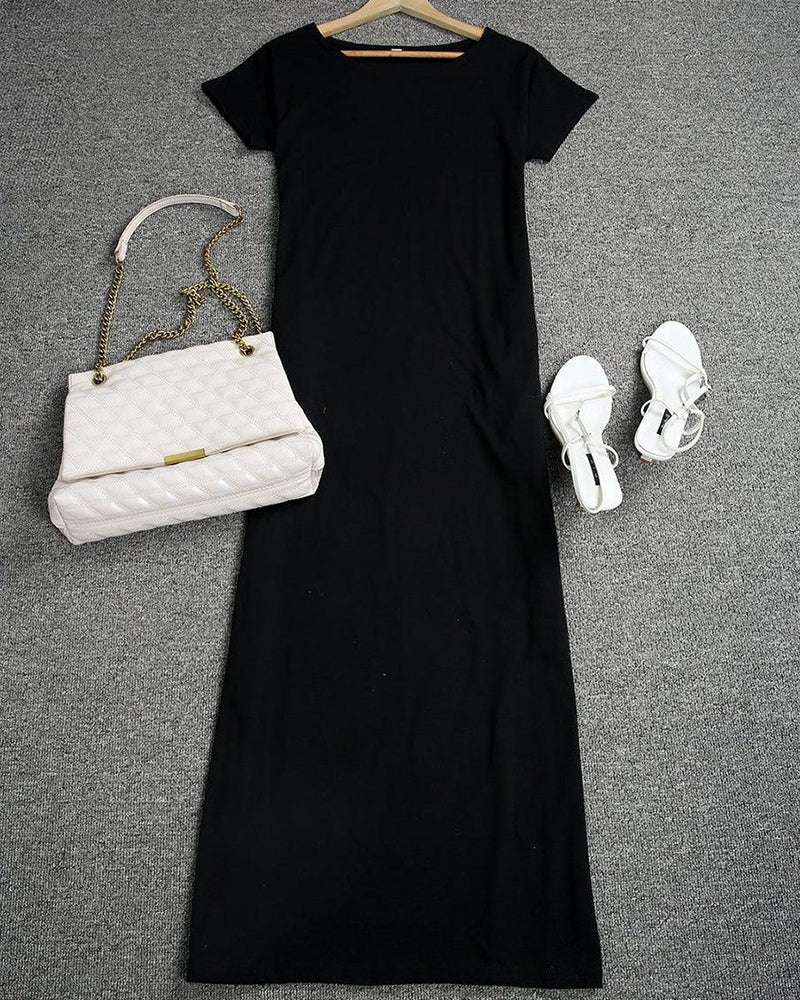 Women's Solid Color Batwing Sleeve Casual Elegant Comfy Short Sleeve Baggy Nightdress