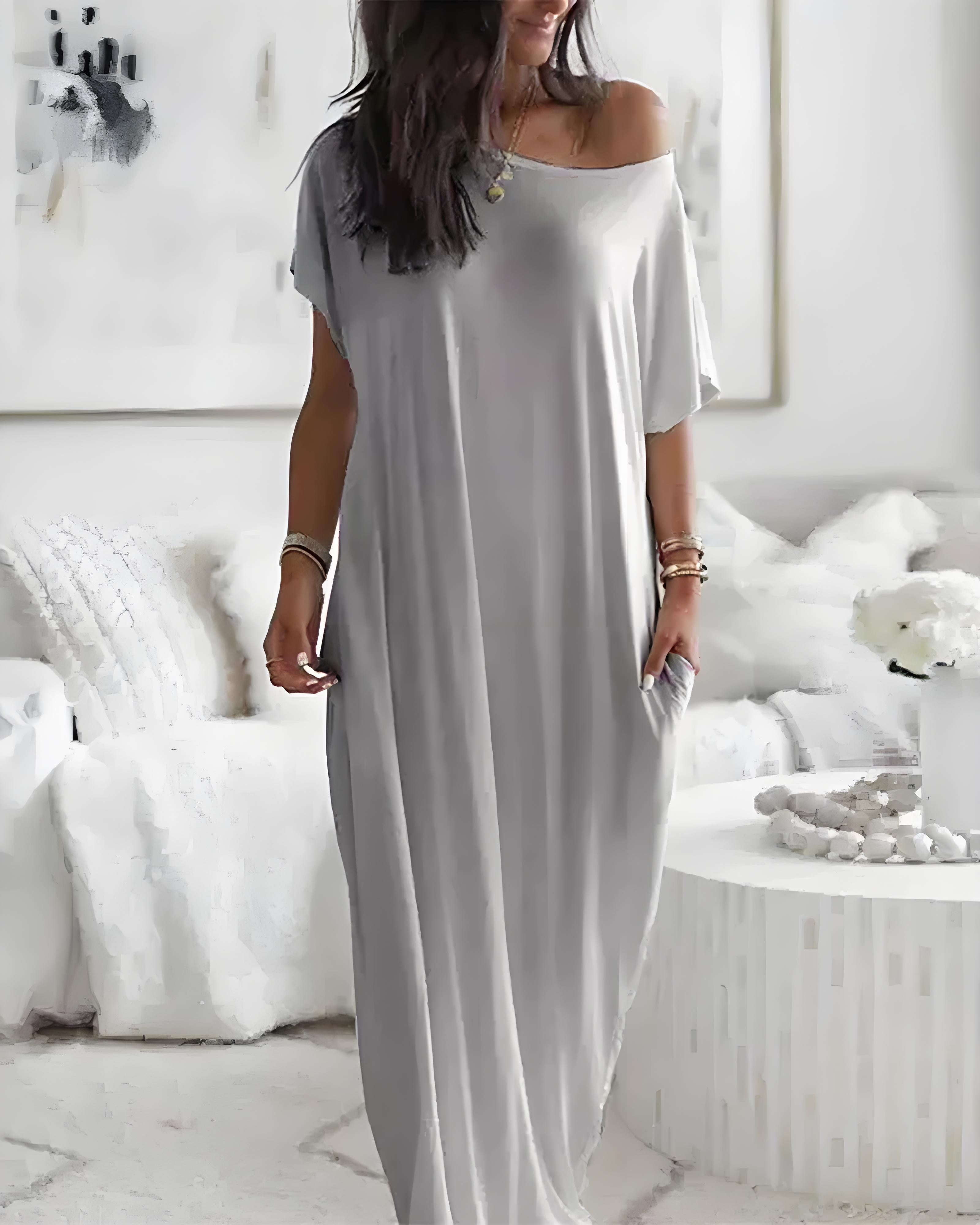 Women's Solid Color Batwing Sleeve Casual Elegant Comfy Short Sleeve Baggy Nightdress