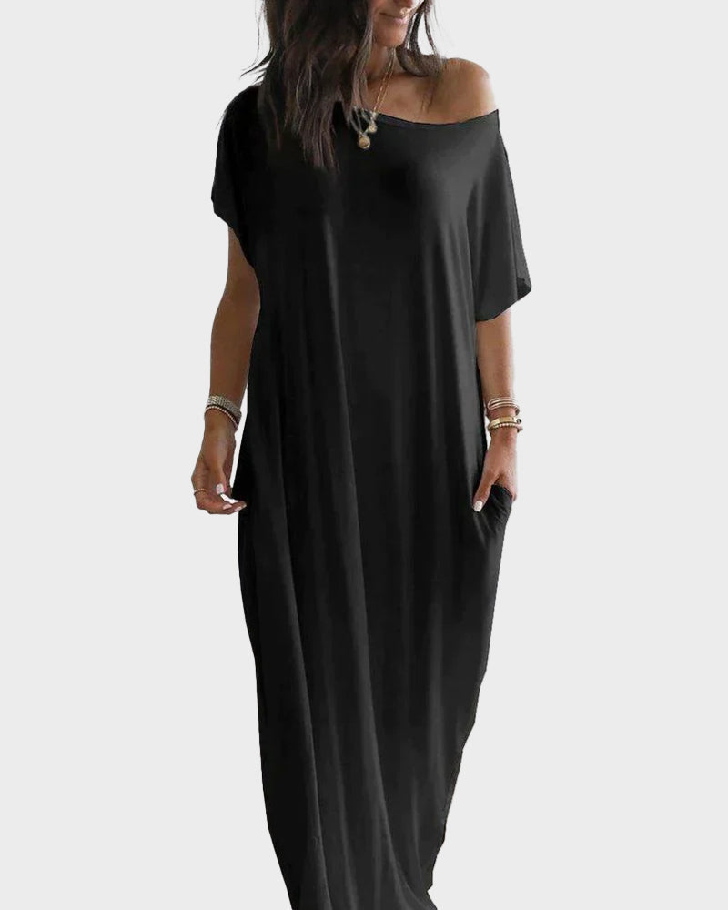 Women's Solid Color Batwing Sleeve Casual Elegant Comfy Short Sleeve Baggy Nightdress