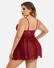 Plus Size Sexy Mesh Babydoll with Side Slit