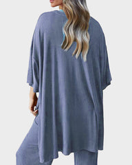 Split-Hem Wide Leg Pants 2-Piece Casual Set