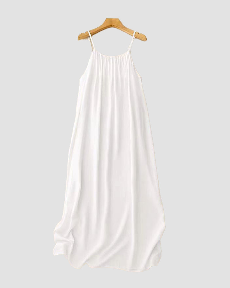 Women's Solid Color Backless Cami NightDress