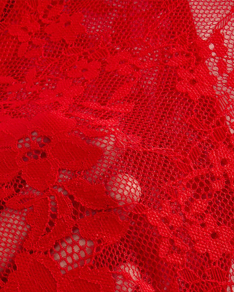 Valentine day Women's Heart Rhinestone Decor Criss Cross Backless Sexy Lace Bodysuit