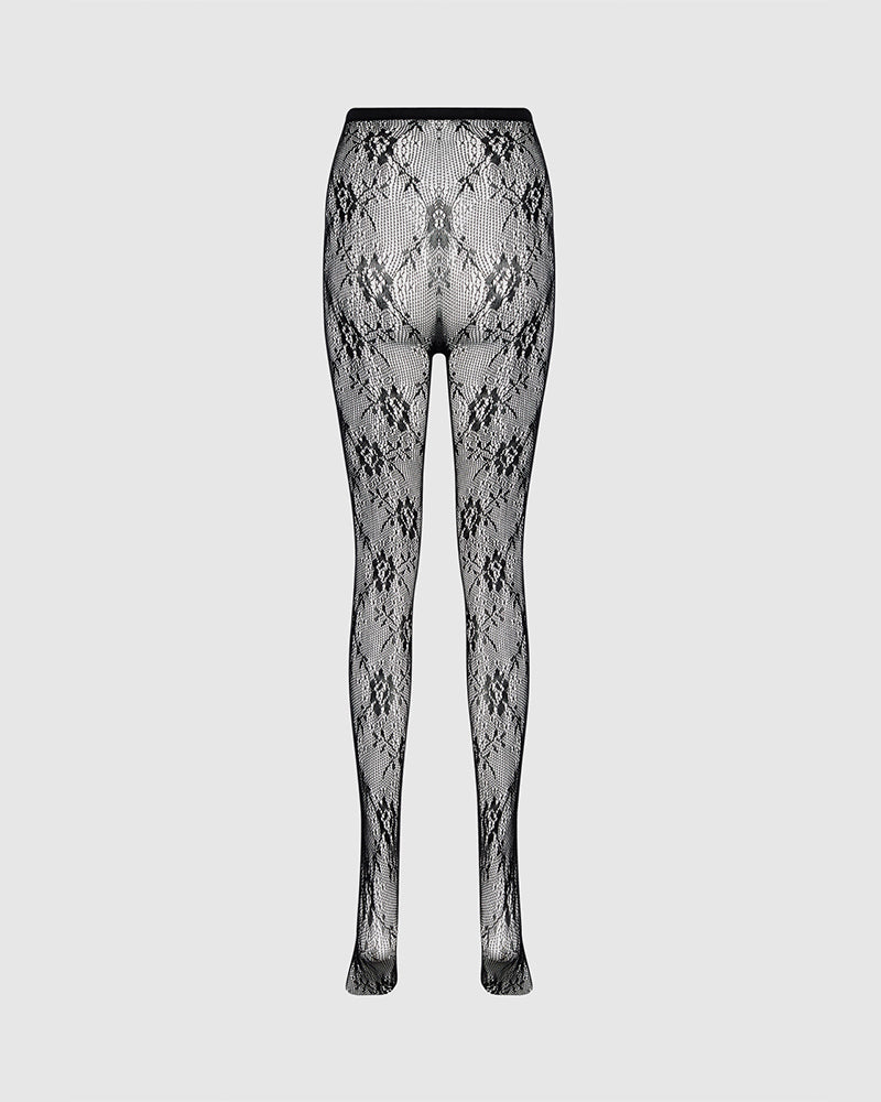 Floral Fishnet Full Stockings