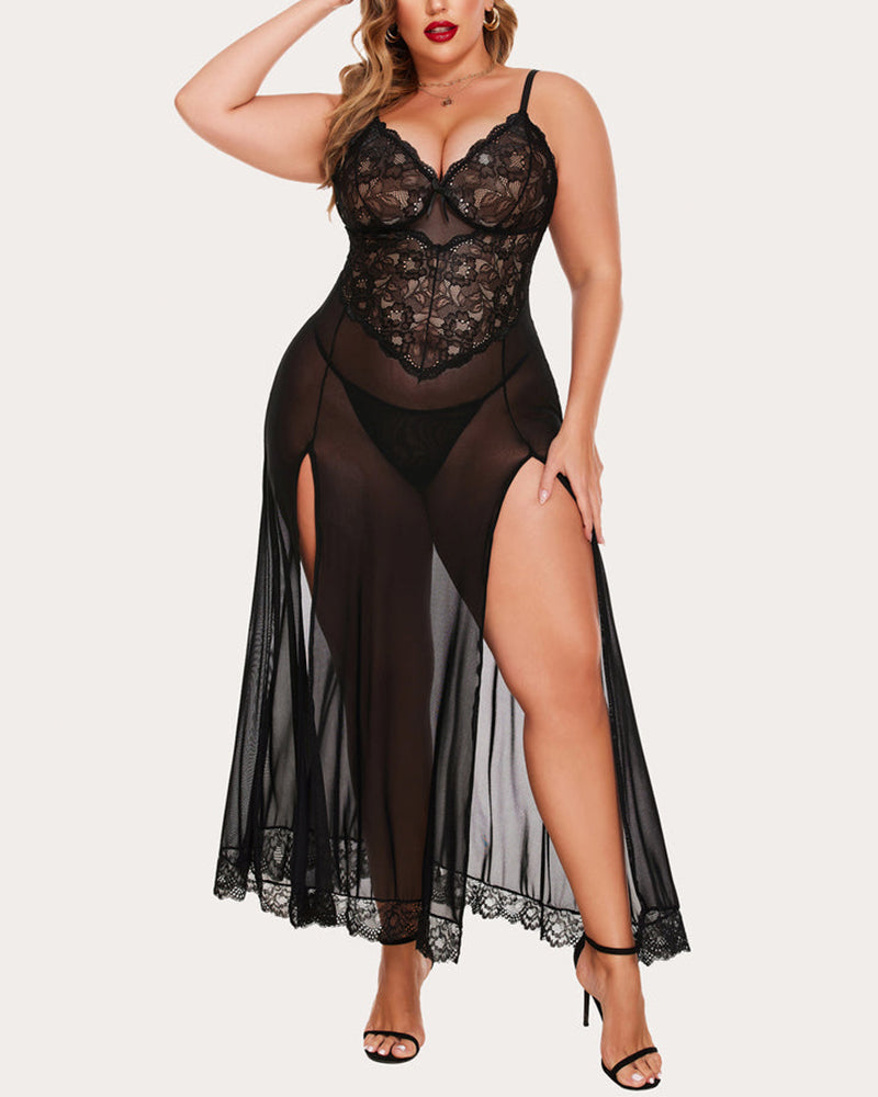 Black Plus Size Side Slits Dresses